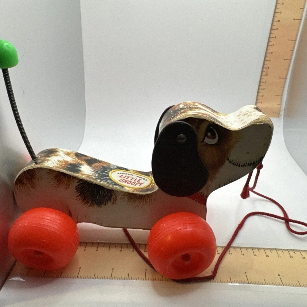 Vintage Fisher Price Little Snoopy‎ Dog 1968 Wood Pull Toy #693 USA